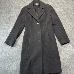 DKNY Made In Italy Womens Wool Blend Overcoat Jacket BLACK Long Coat 2